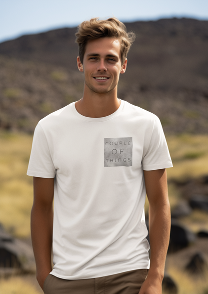 Couple Of Things Grey Patch White Round Neck T-Shirt For Men | RJ Anmol Collection