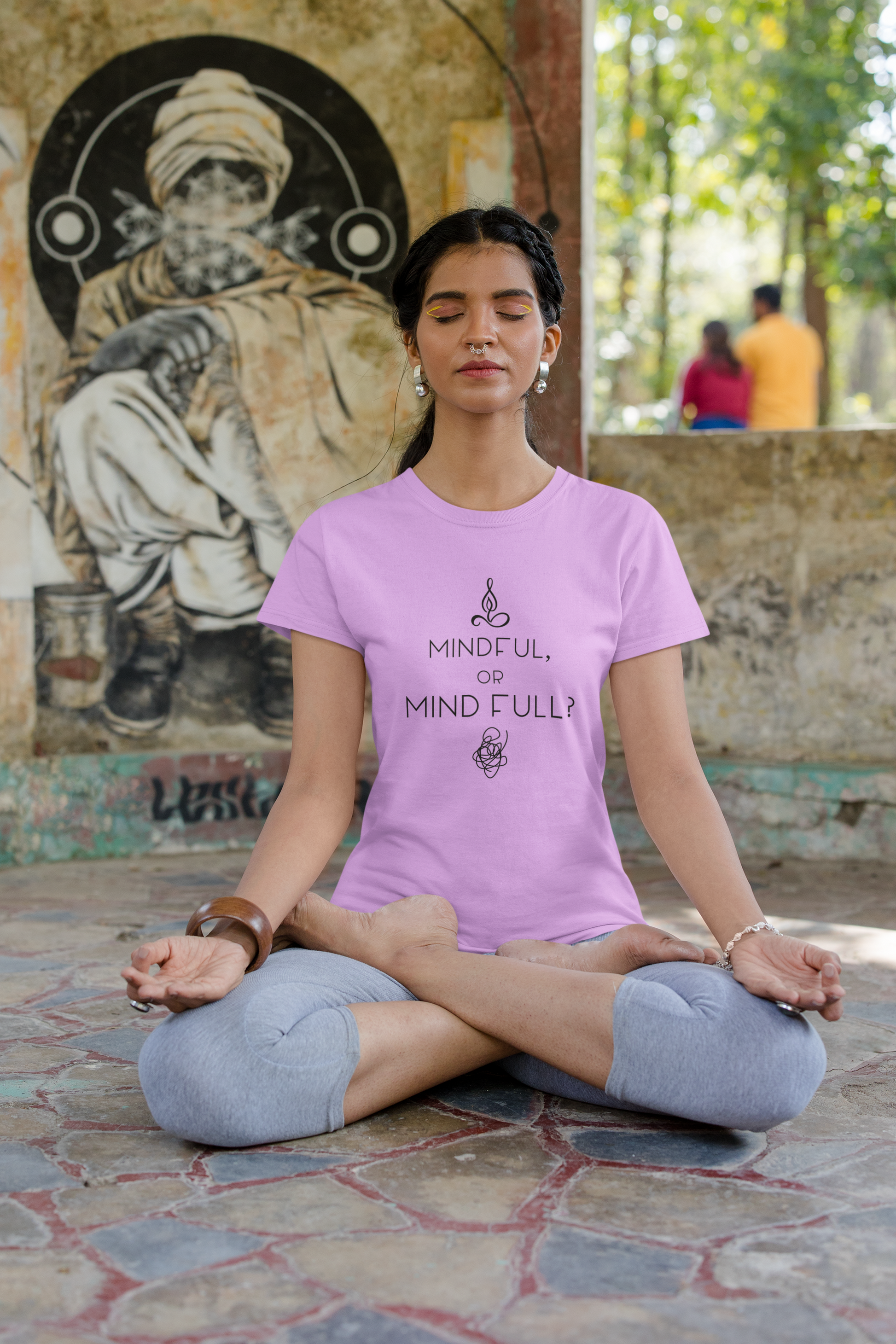 Mindful or Mindfull Unisex Lavender light T-Shirt | Iris Yog Collection | ATOM