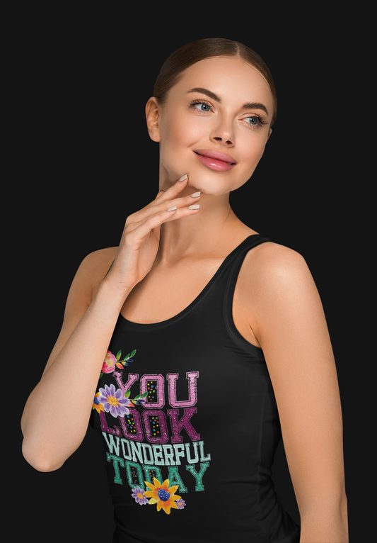 You Look Wonderful Black Tank Top For Women