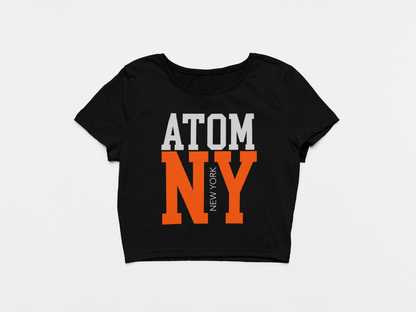 ATOM NY Orange Signature Black Crop Top For Women