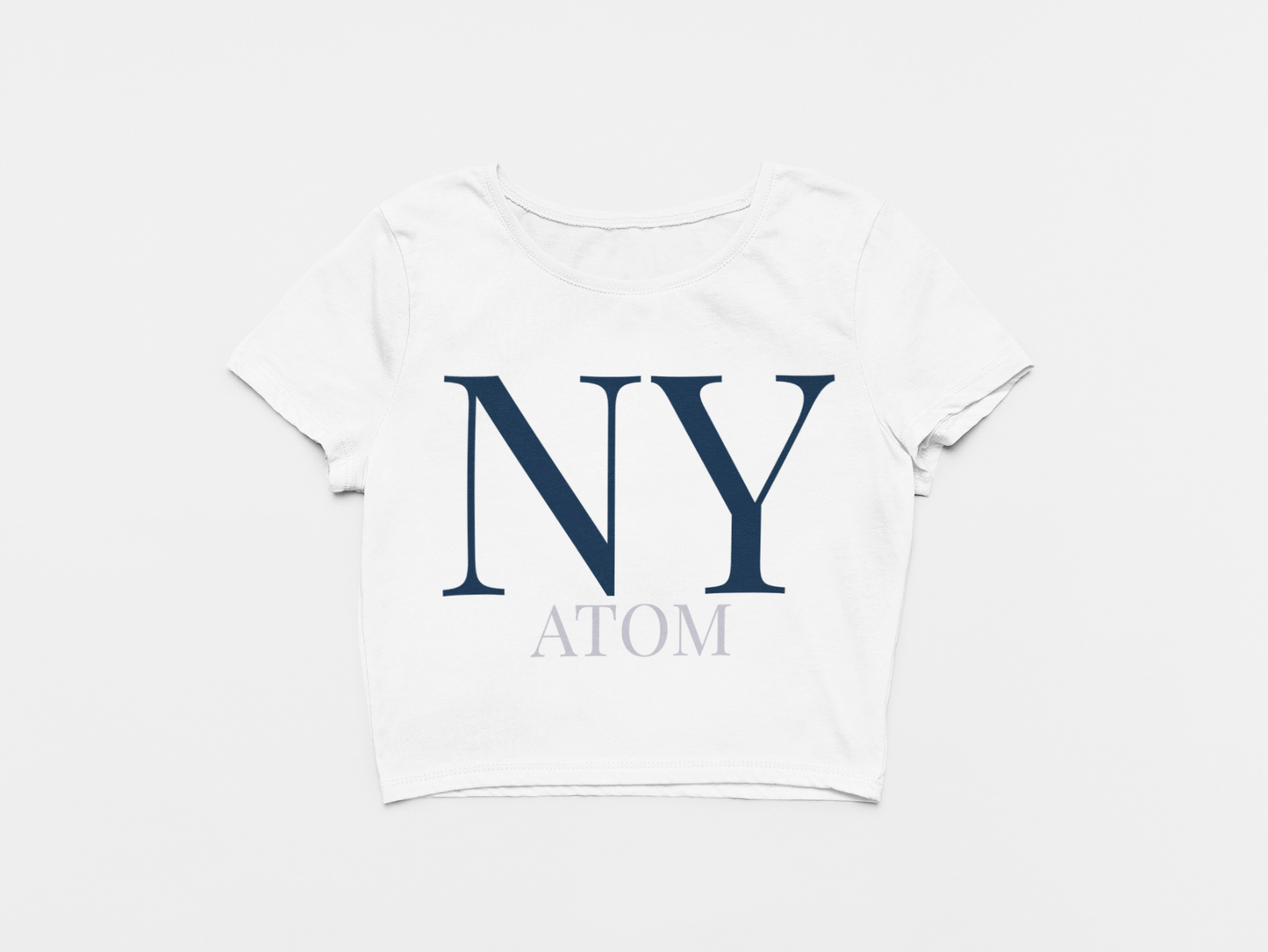 NY ATOM Police Font Navy White Crop Top For Women