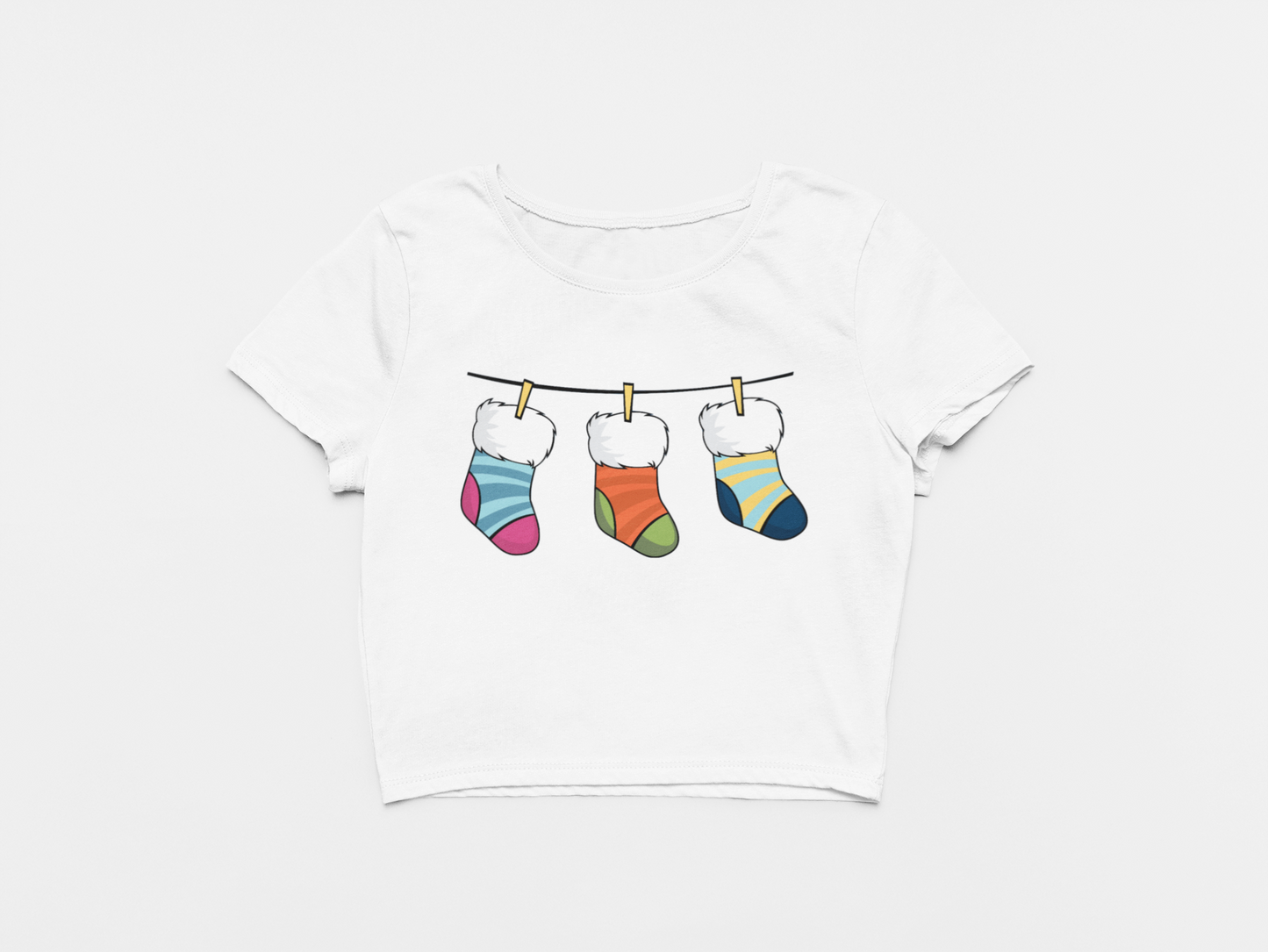Hanging Socks White Crop Top For Women