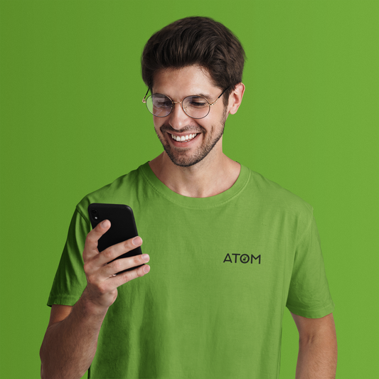 ATOM Logo Basic Parrot Green T-Shirt For Men