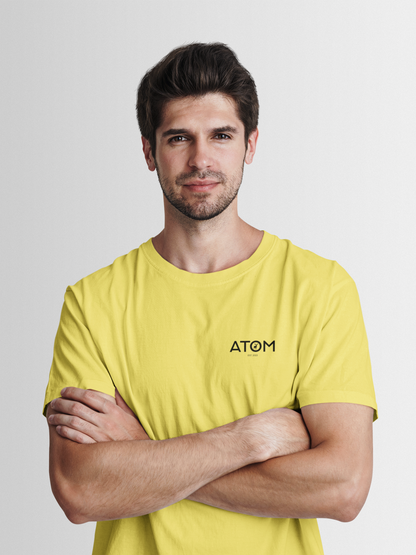 ATOM Logo Basic Lemon Yellow Round Neck T-Shirt for Men.