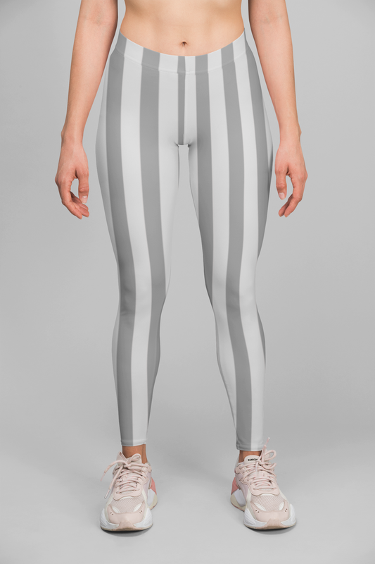 Grey Verticle Stripes Office Wear Legging