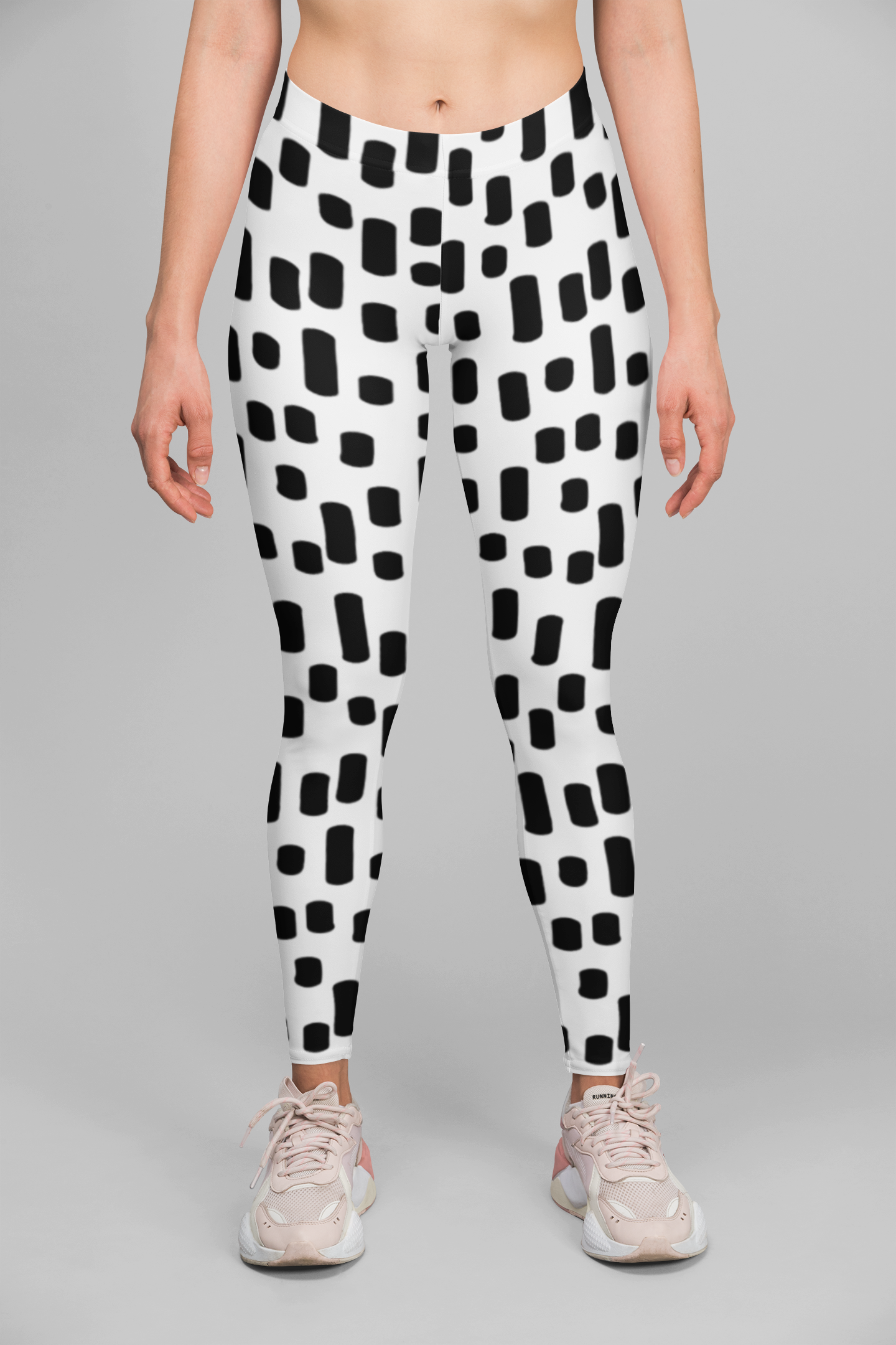 Long Black And White Dots Print Legging