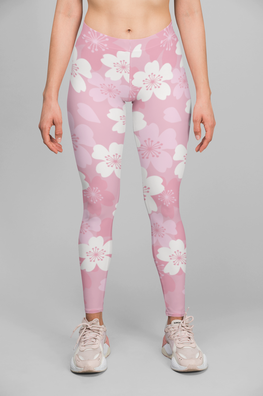 Pink Flower Splash Print Legging