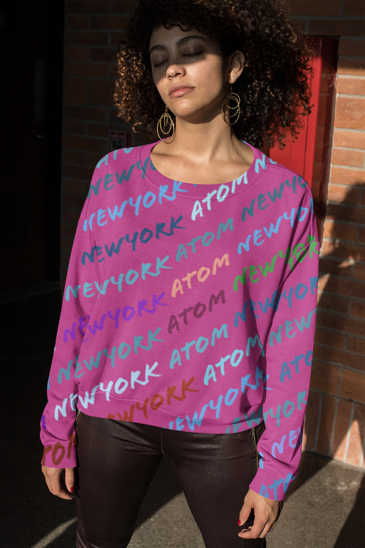 ATOM NEW YORK Coloured All Over Print Pink Sweatshirt For Women