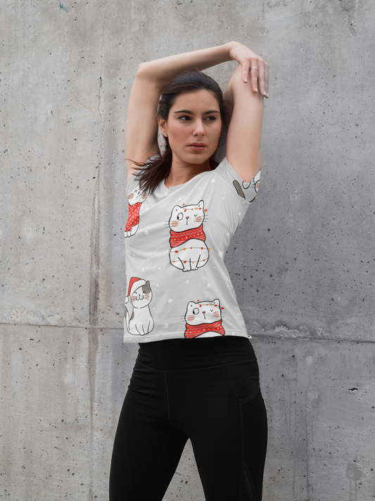 Cute Cats All Over Print T-Shirt For Women