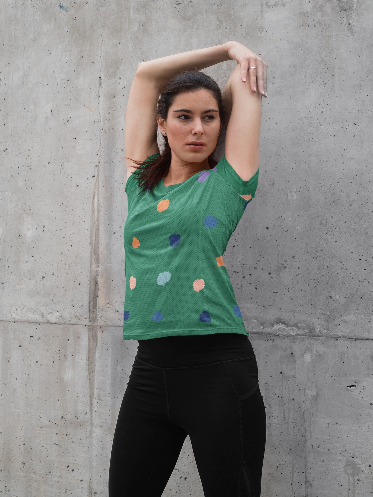 Green Polka Dots All Over Print T-Shirt For Women