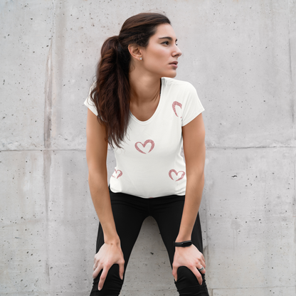 Little Hearts All Over Print T-Shirt For Women
