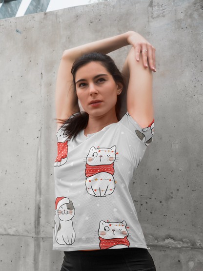 Cute Cats All Over Print T-Shirt For Women