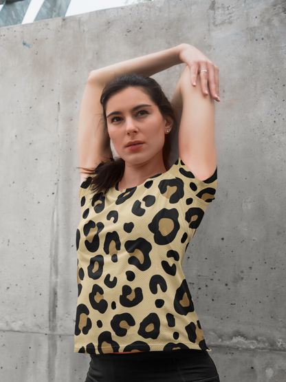 Leopard Print All Over Print T-Shirt For Women