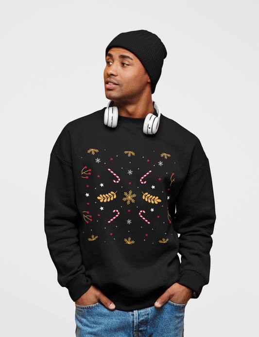 Candy Sticks Black Sweatshirt For Men