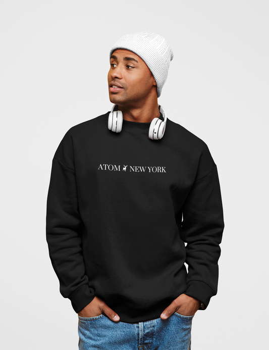 Signature Crew Neck Unisex Black Sweatshirt For Men