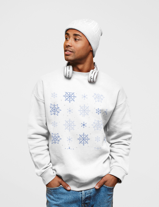 Snow Flakes White Sweatshirt For Men