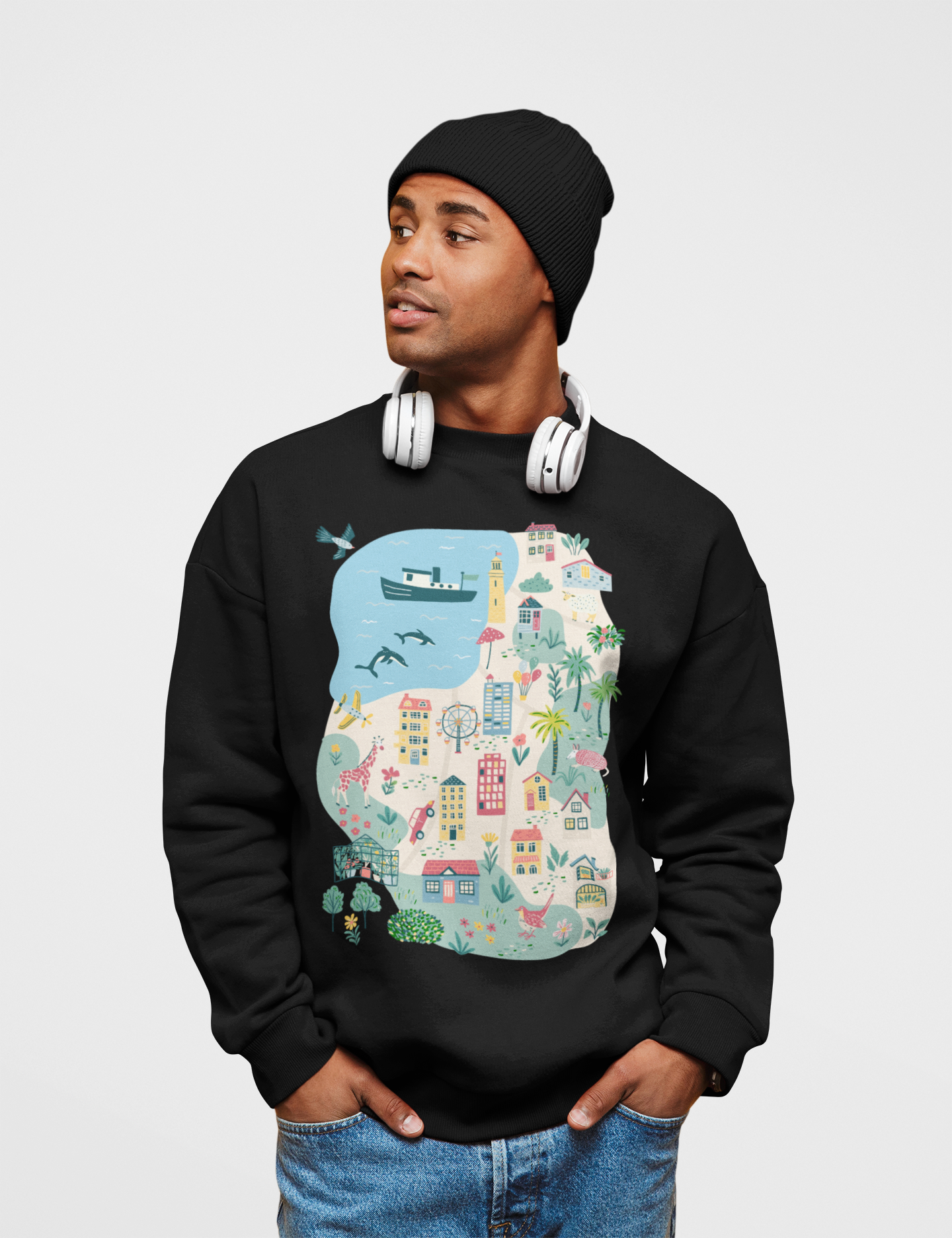 City Life Black Sweatshirt For Men