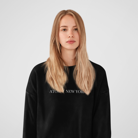 Signature Crew Neck Unisex Black Sweatshirt For Women