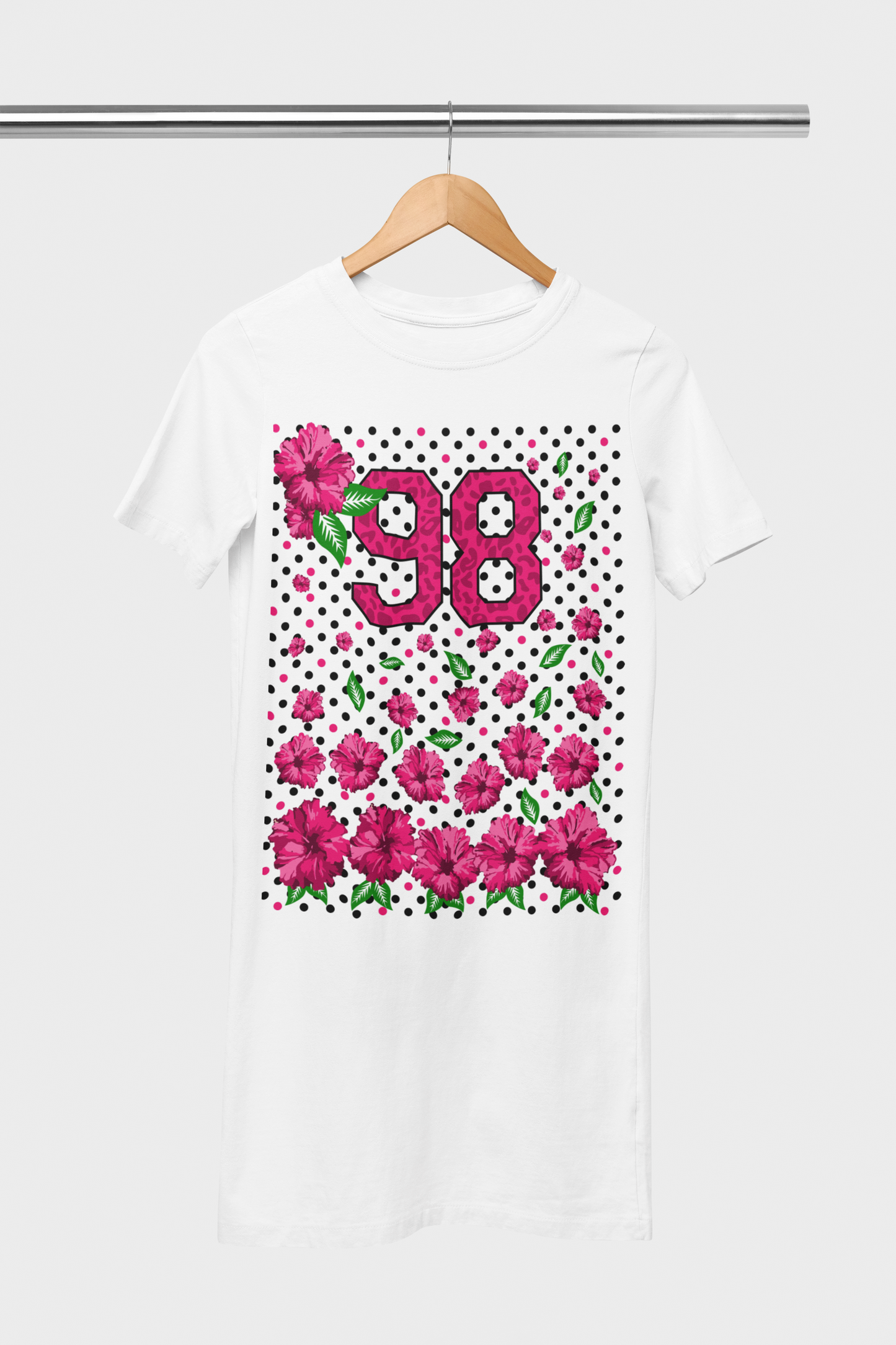 98 Flowers White T-Shirt Dress For Women