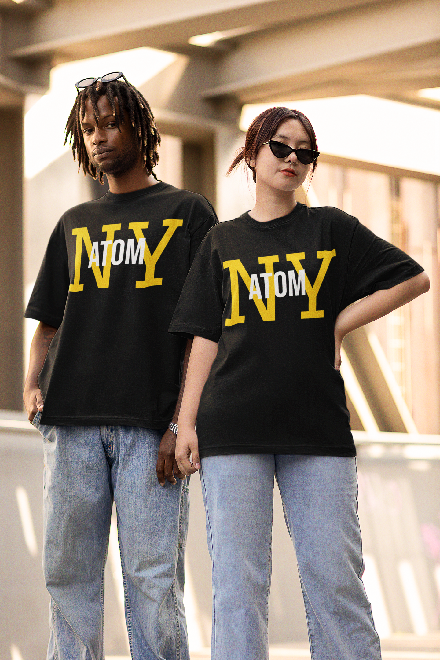 French Terry NY ATOM Black Unisex Oversize T-Shirt