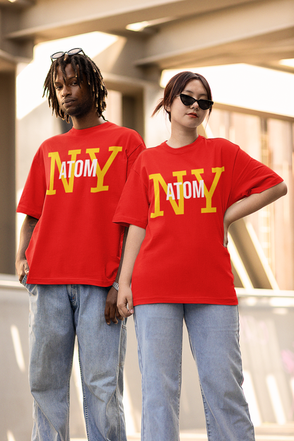 French Terry NY ATOM Red Unisex Oversize T-Shirt