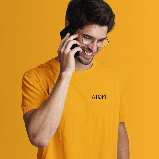 ATOM Logo Basic Mustard Yellow T-Shirt For Men