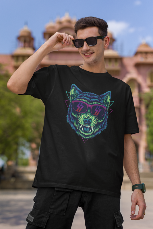 Fox Head Black Oversized T-Shirt For Men