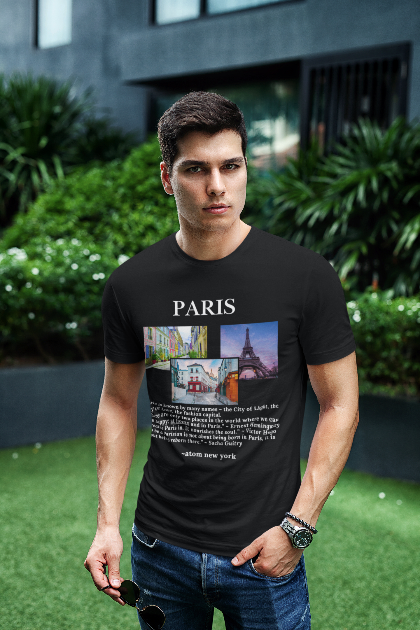 ATOM Signature Paris Black T-Shirt For Men