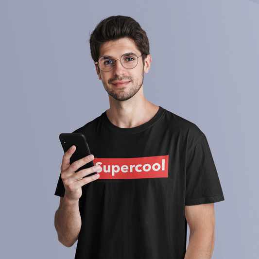 Supercool Black Round Neck T-Shirt for Men. 