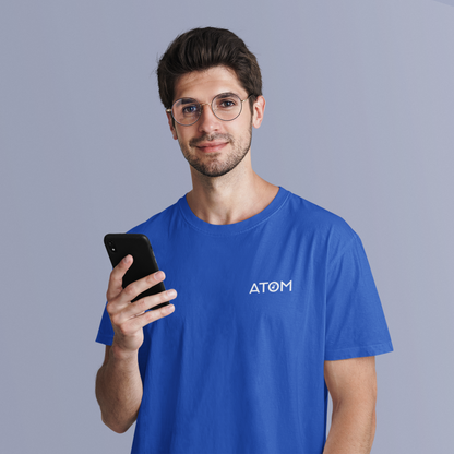 ATOM Logo Basic Royal Blue Round Neck T-Shirt for Men.