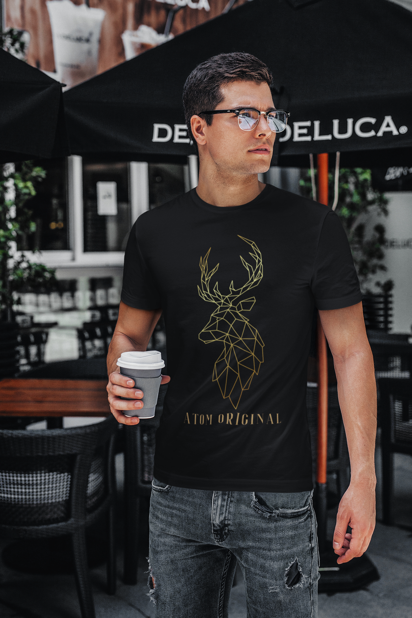 ATOM Signature Original Mascot Black T-Shirt For Men
