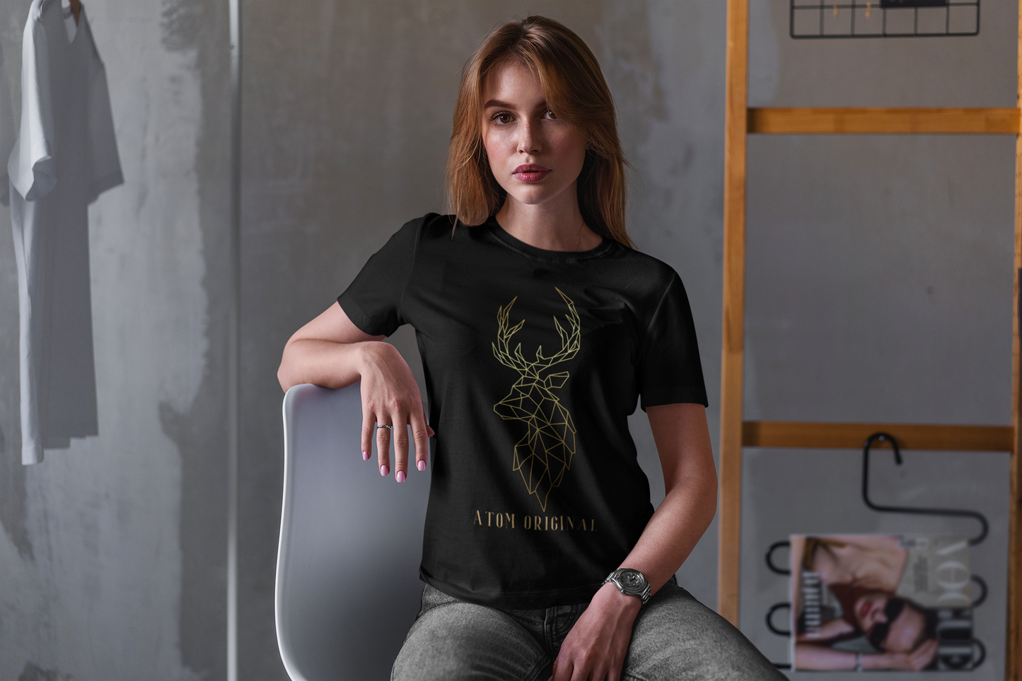 ATOM Signature Original Mascot Black T-Shirt For Women