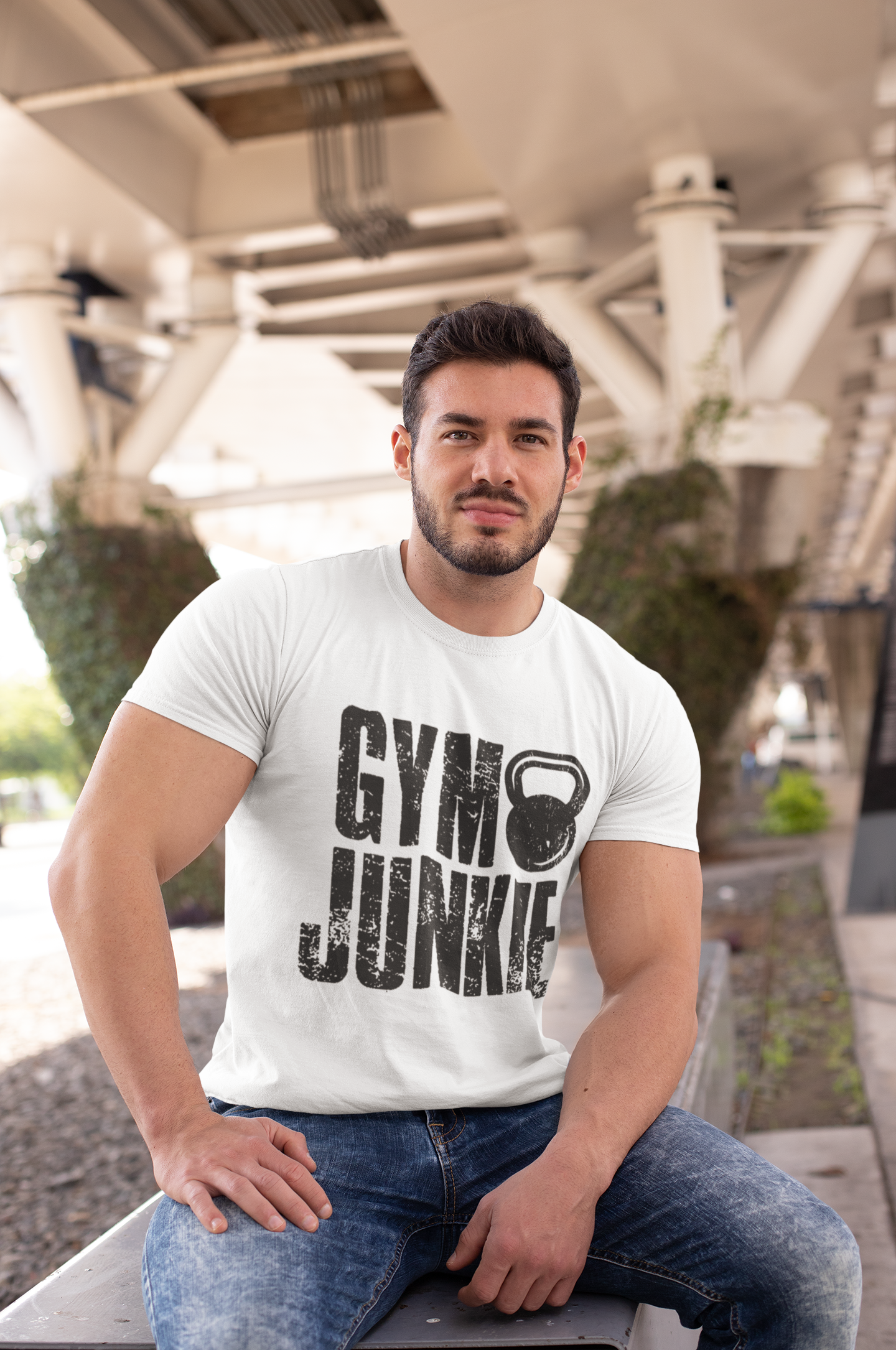 Gym Junkie White Pure Cotton T-Shirt For Men | Tarun Kapoor Collection