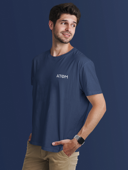 ATOM Logo Basic Navy Blue T-Shirt For Men
