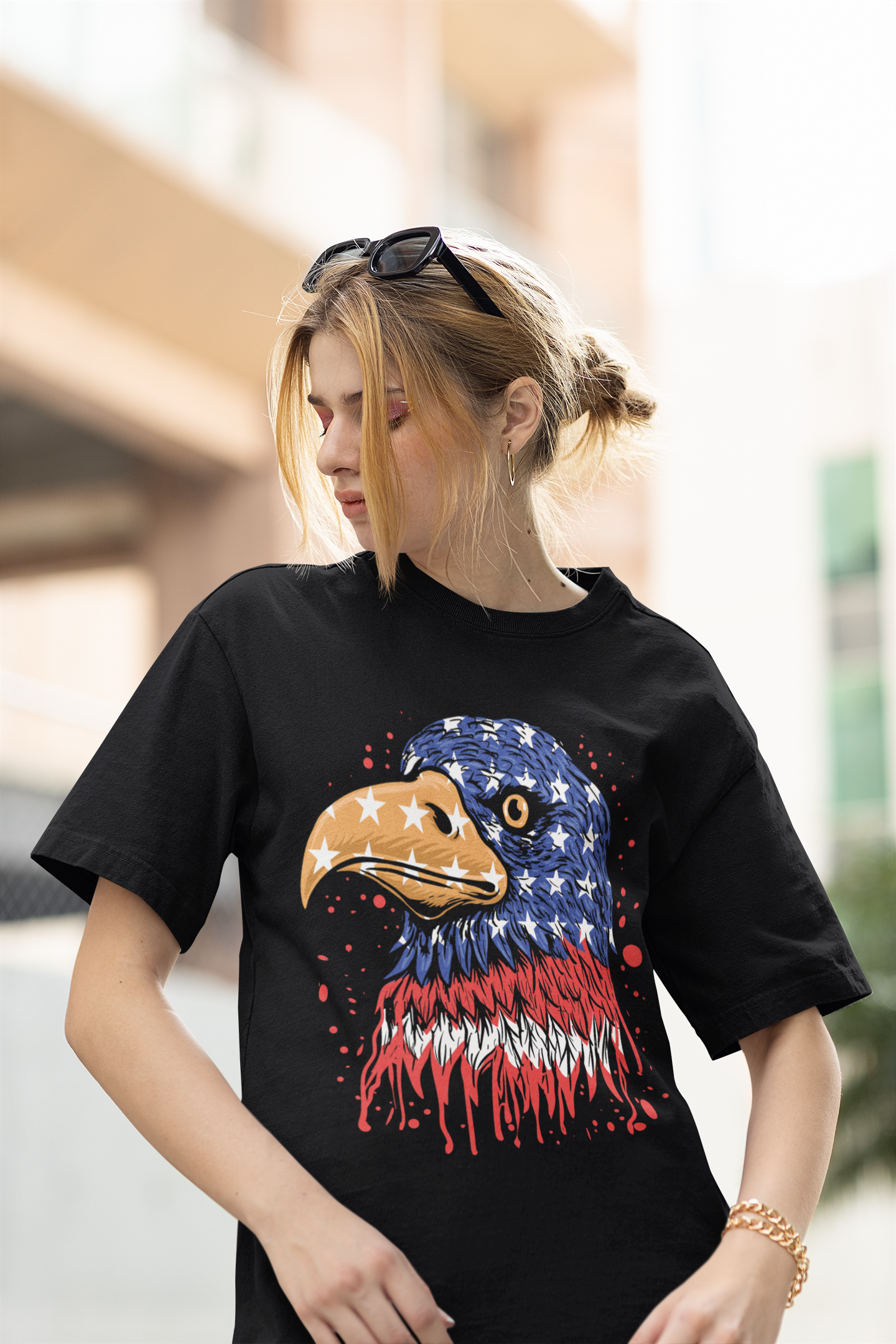 American Eagle Black Oversized T-Shirt For Women