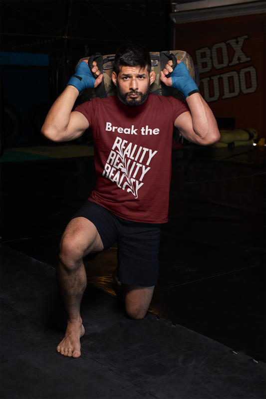 Break The Reality Maroon Pure Cotton T-Shirt For Men | Tarun Kapoor Collection