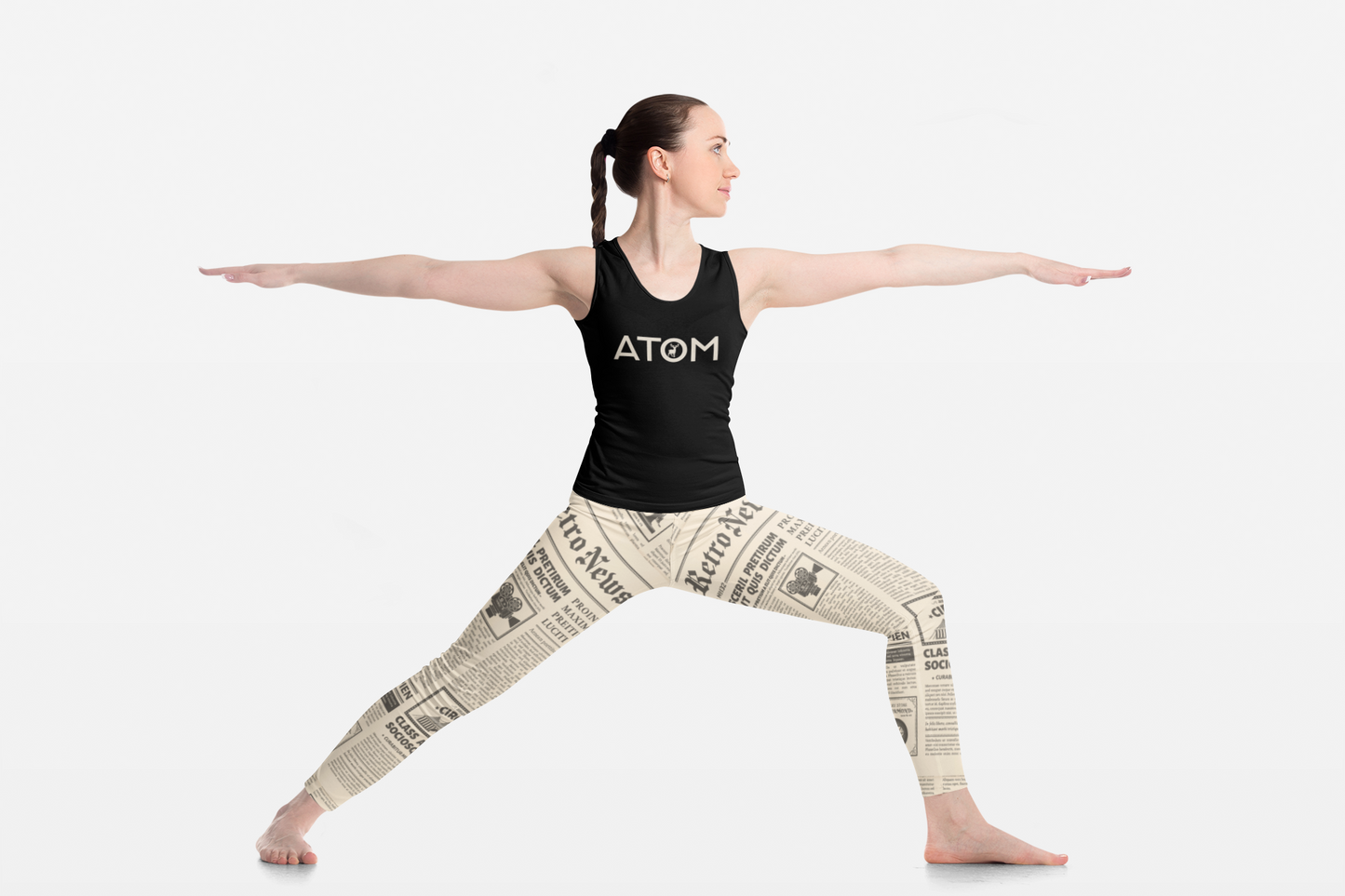 ATOM Beige Signature Black Tank Top For Women