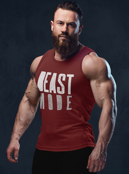 Beast Mode Pure Cotton Maroon Tank Top For Men | Tarun Kapoor Collection