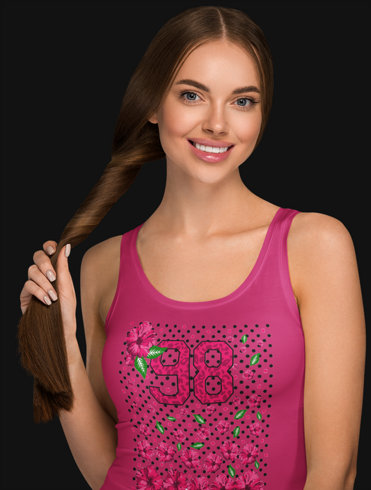 98 Flowers Pink Tank Top For Women