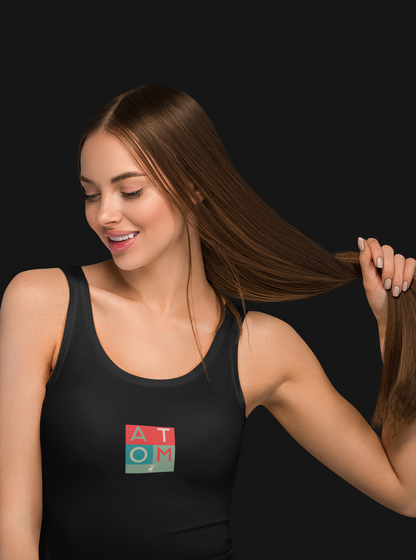 ATOM Block Signature Black Tank Top For Women