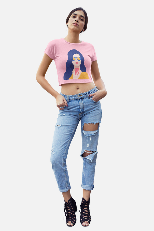 Woman Figurine Pink Crop Top For Women