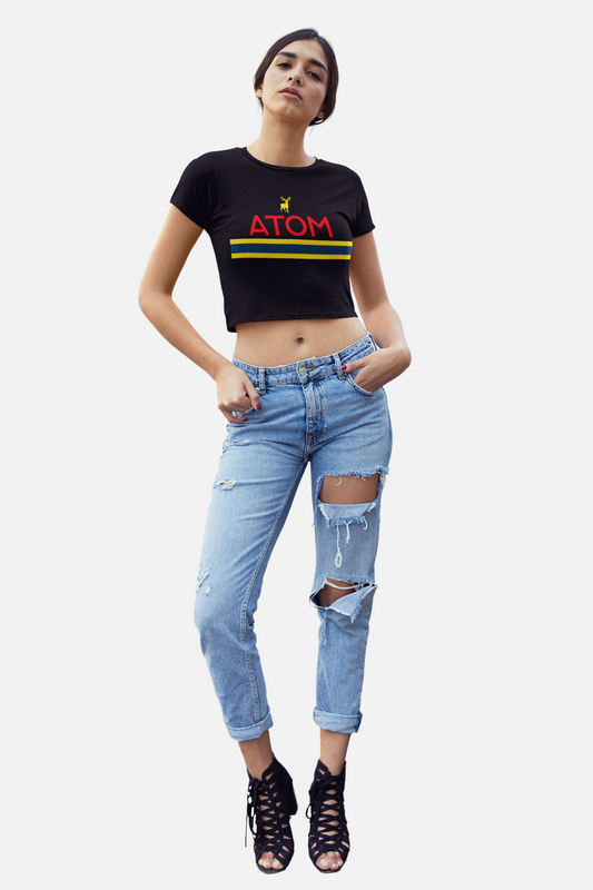 ATOM Stripes Black Crop Top For Women