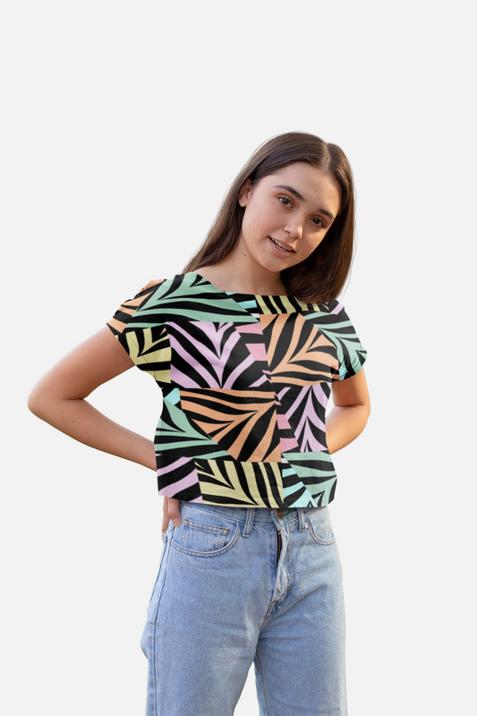 Abstract Print Crop Top For Women