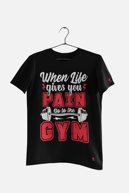 When Life Gives You Pain Black Pure Cotton T-Shirt For Men | Tarun Kapoor Collection