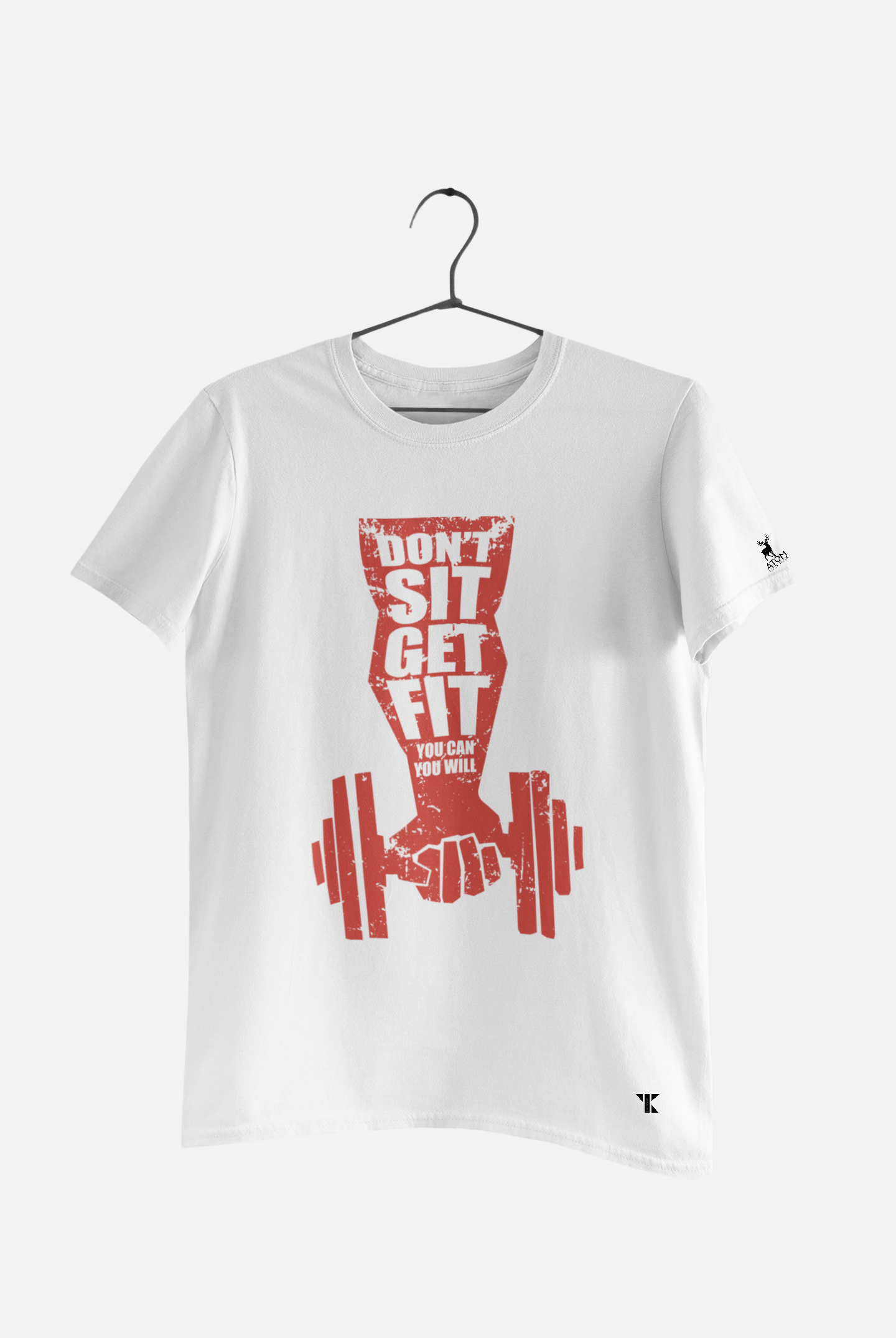 Don't Sit Get Fit White Pure Cotton T-Shirt For Men | Tarun Kapoor Collection