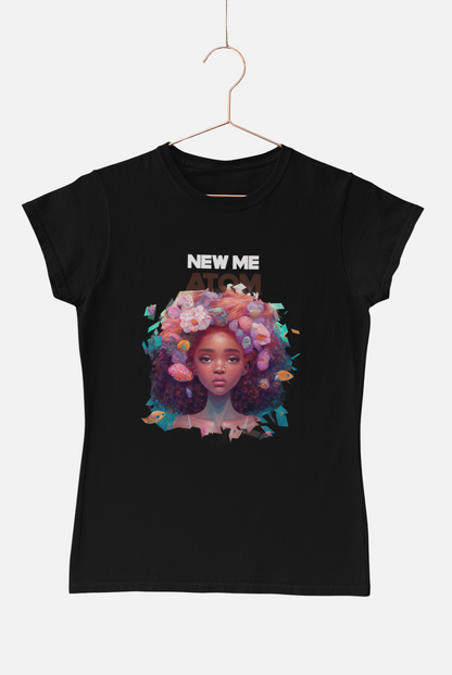 New Me Black Round Neck T-Shirt for Women. 