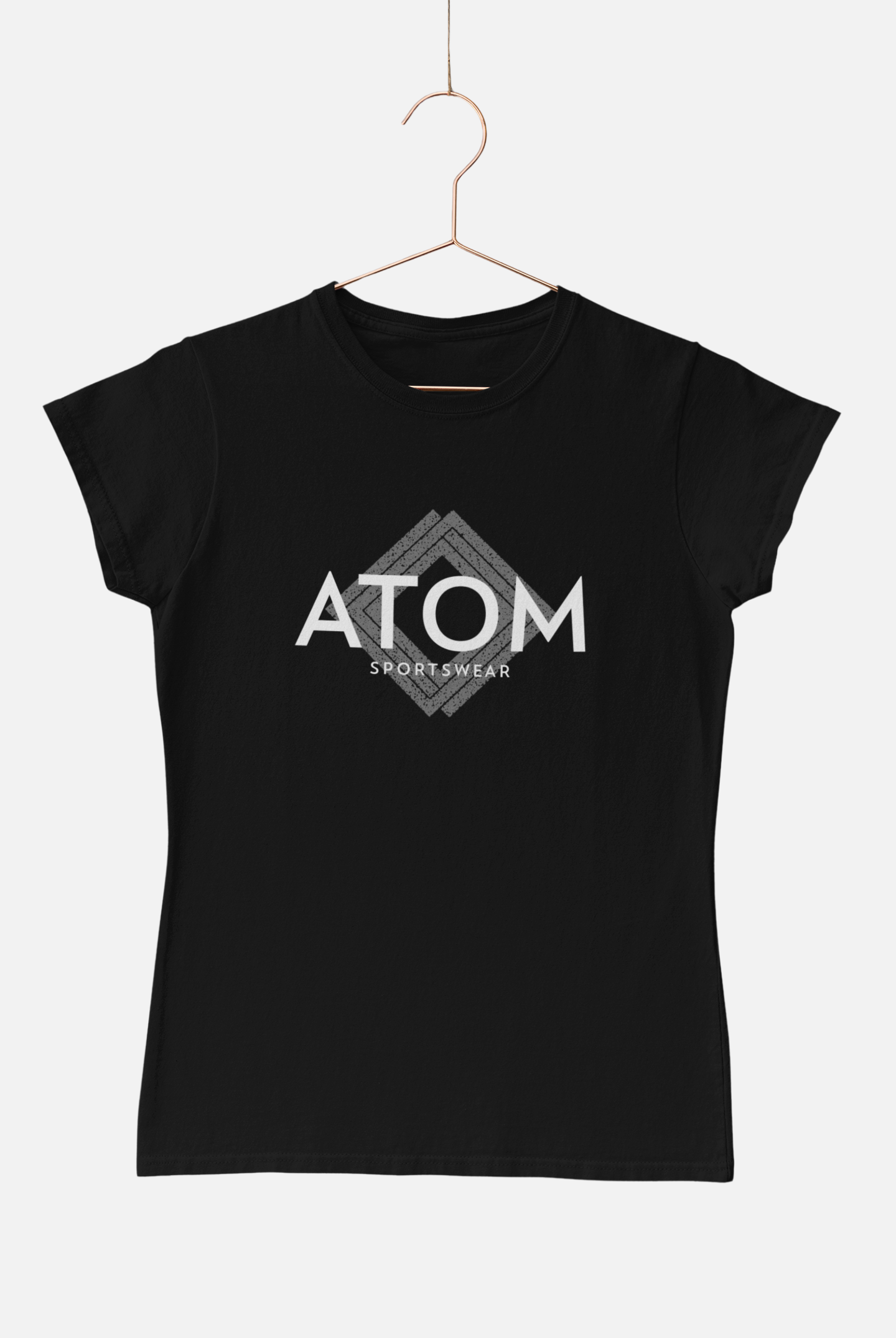 ATOM Signature Sportswear Black T-Shirt for Women. 