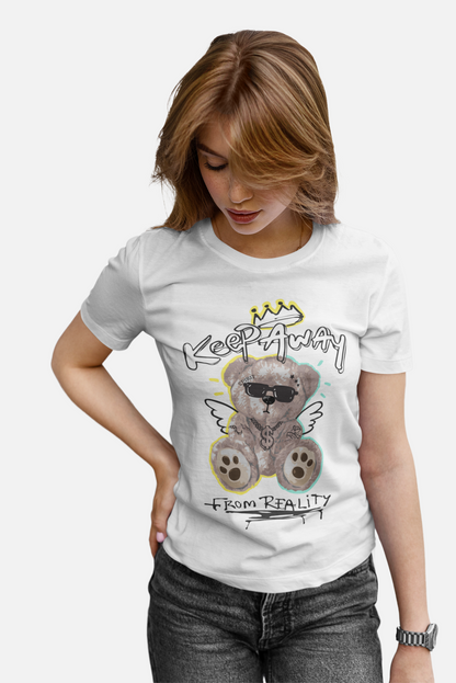 Keep Away From Reality White T-Shirt For Women