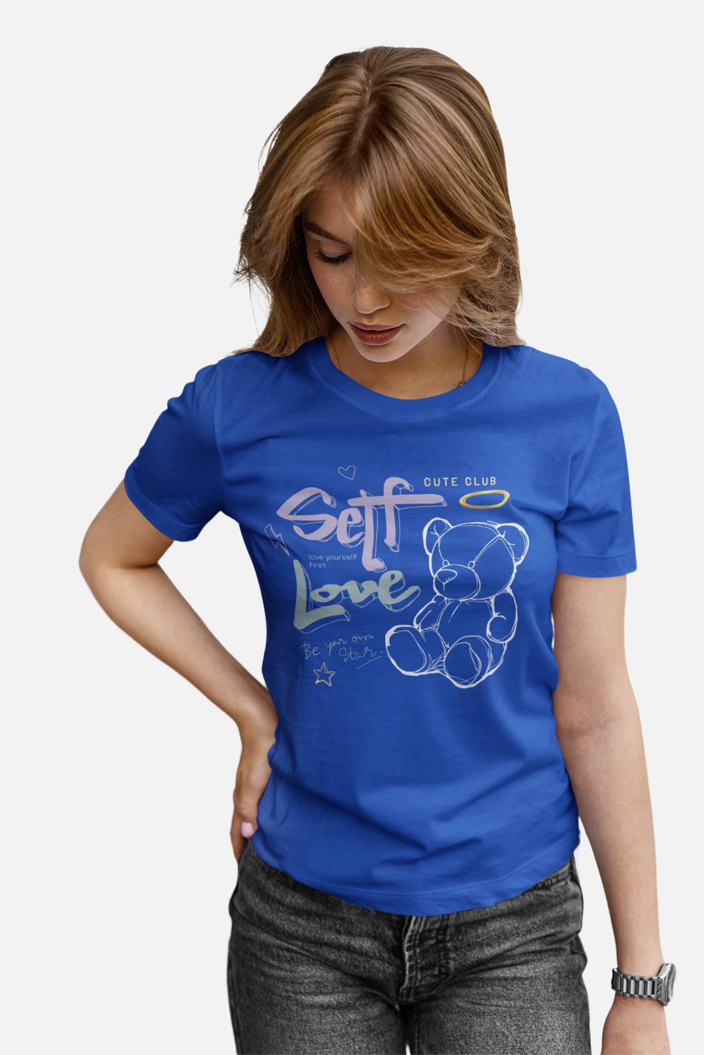 Soft Love Bear Blue T-Shirt For Women