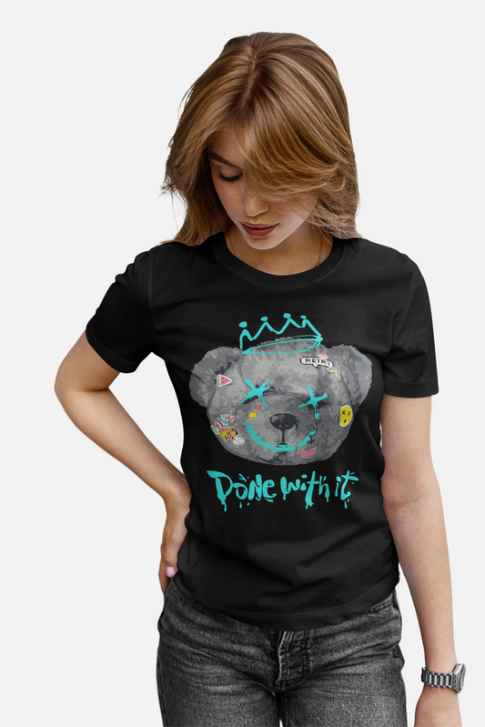Done With It Black T-Shirt For Women